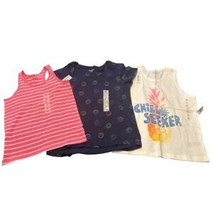 NWT Lot of 3 Girls Summer Tops One Short Sleeve Two Tank Tops Size XL (14-16)